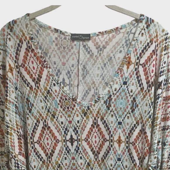 Market Spruce  Diamond V Neck tunic  3/4 Sleeves Stitch Fix size Medium - Picture 6 of 12